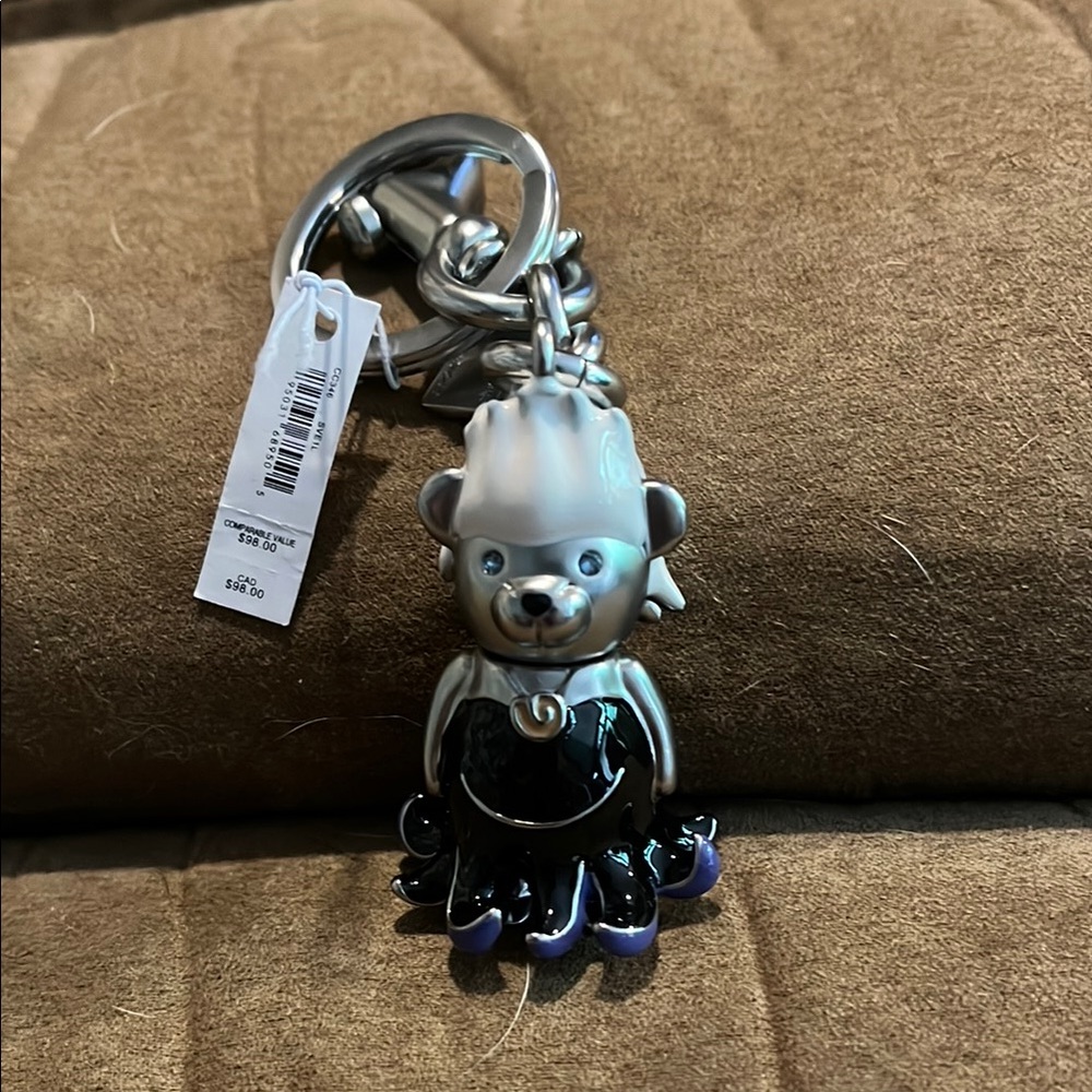 Coach Silver and Black Key & Card Holder with Playful Design